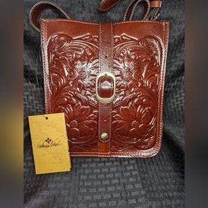 Patricia Nash Vintage Leather Tooled Venezia Crossbody Pouch.